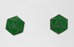 Foam Brain Dice: D20 Stud Earrings: Green FBG0841